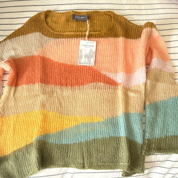 Wooden Ships Sweaters - Wooden Ships Yellow and Orange Crew Neck Sweater